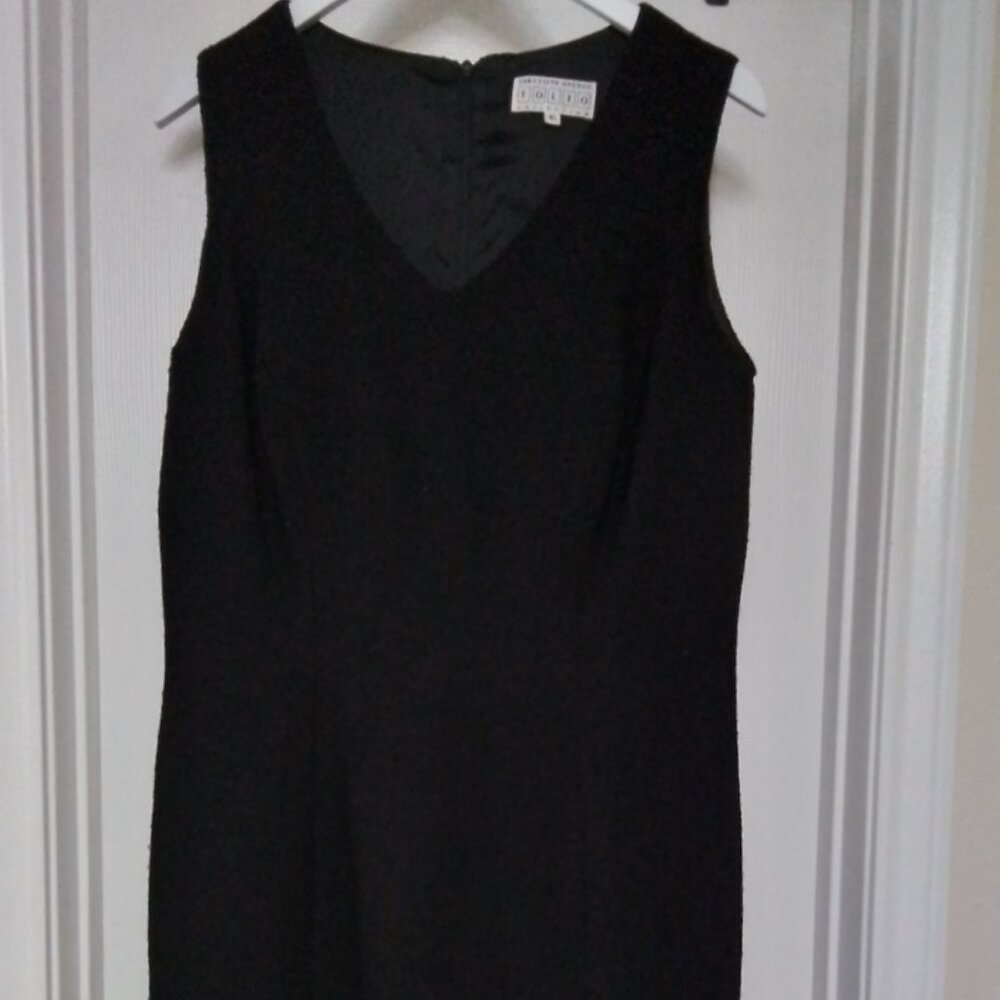 Vintage SAKS FIFTH AVENUE FOLIO COLLECTION Wool Textured Sheath Size 16 Black